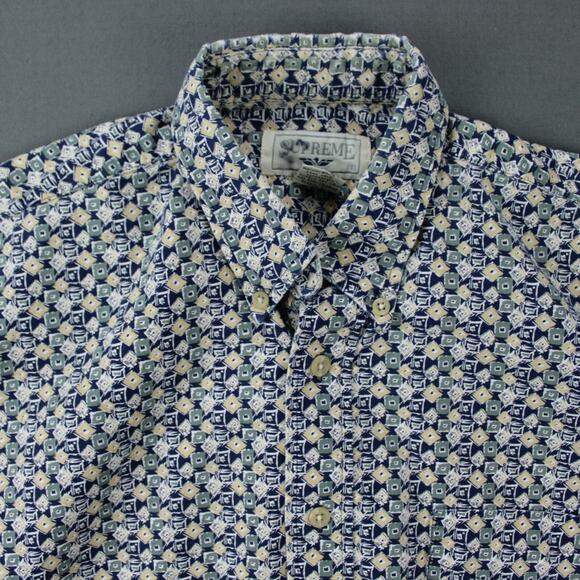 Vtg Perry Ellis Supreme Shirt Men Small Multicolor Geometric Argyle Short Sleeve - Picture 2 of 6